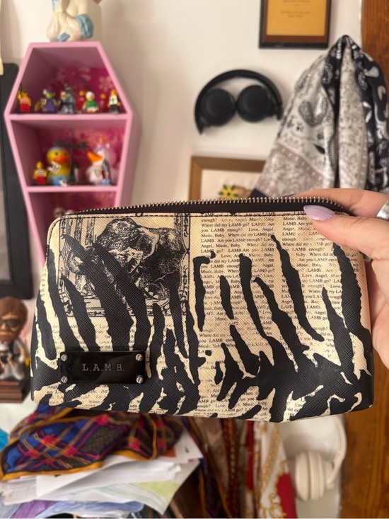 L.A.M.B. Handbags - L.A.M.B. Black & Cream Zebra Cosmetic Pouch